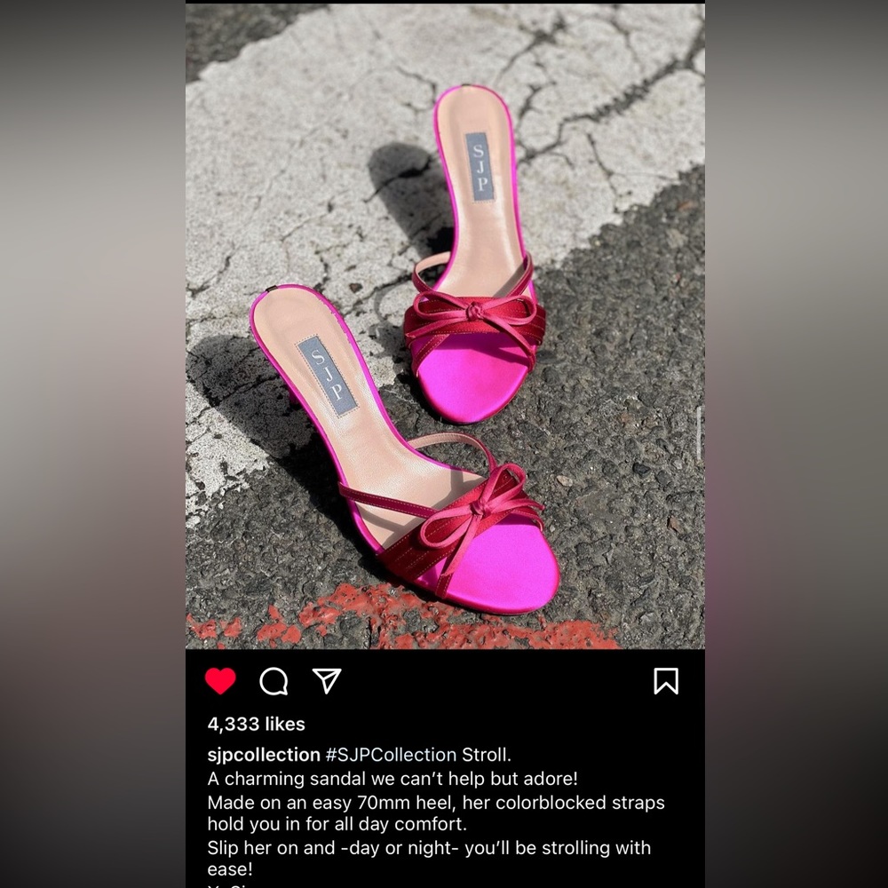 SJP Stroll Watermelon Satin pink red sandal